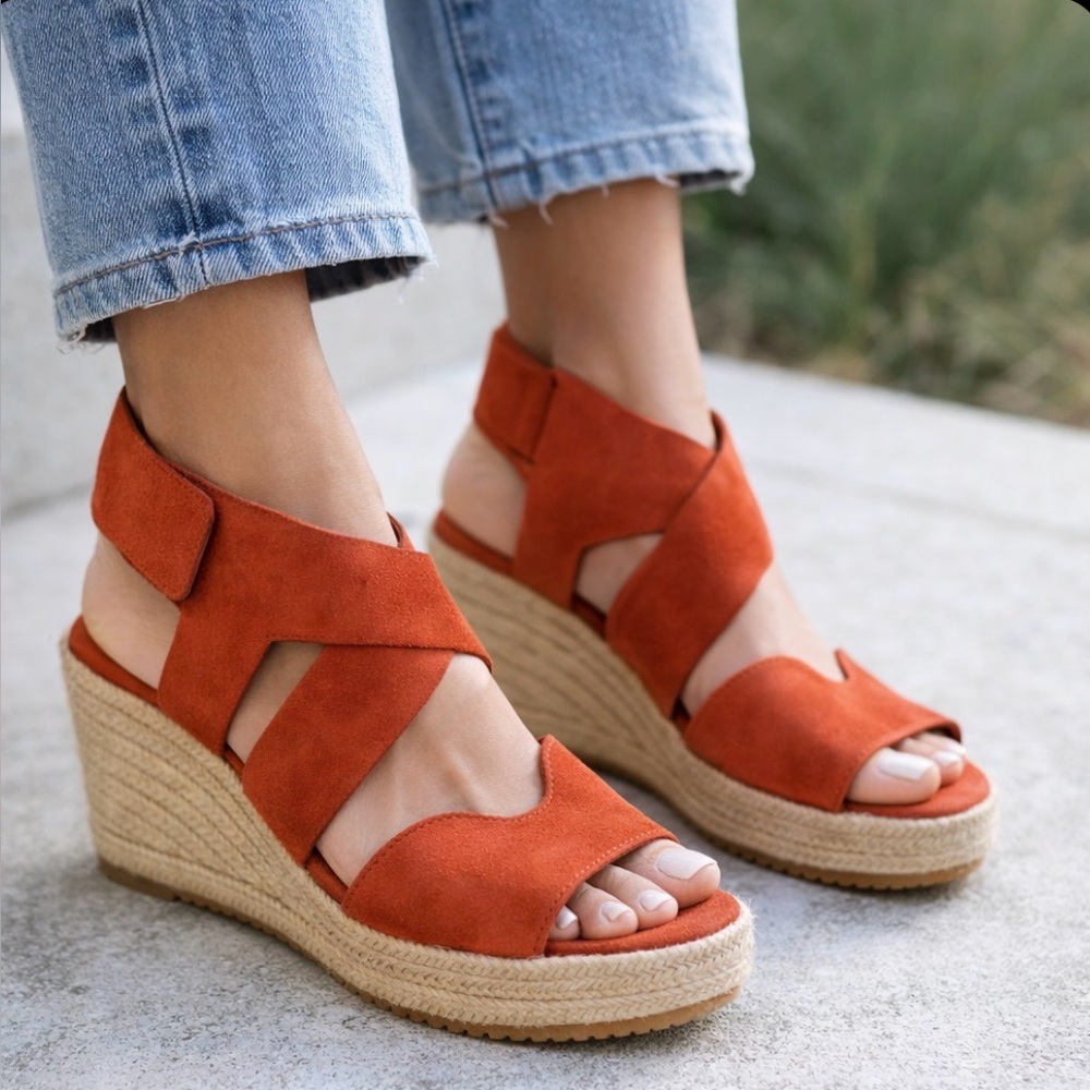 Eileen Fisher Orange Block Heel Sandals
